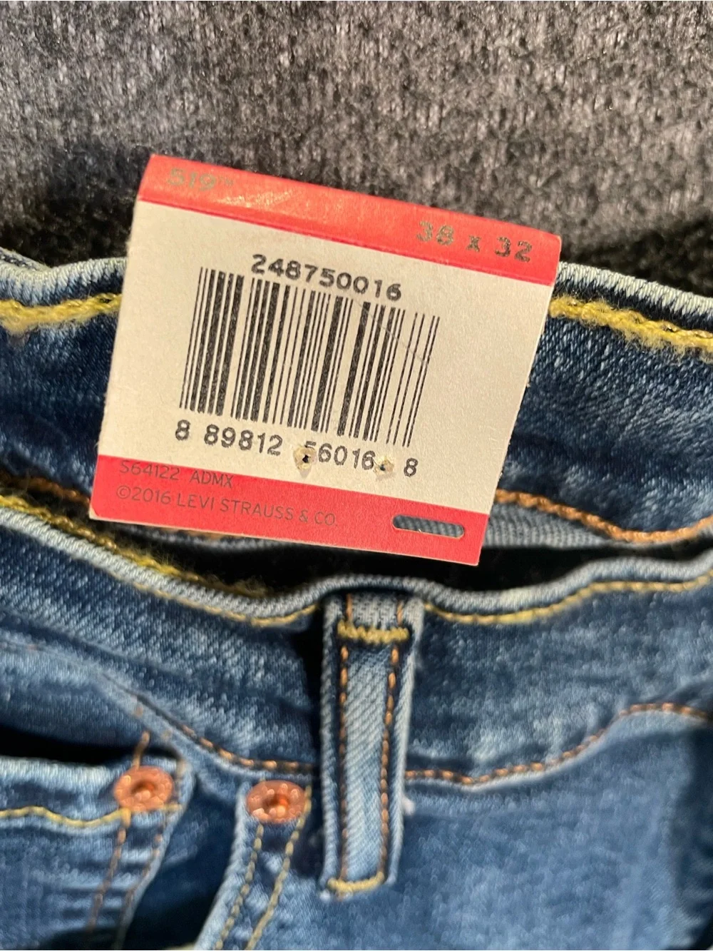 Levis 519 Extreme Skinny Jeans Mens 38x32 Stretch Fit NEW NWT